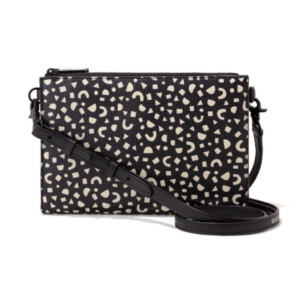 Dagne Dover Essentials Clutch Wallet Crossbody Leather Block Party Print